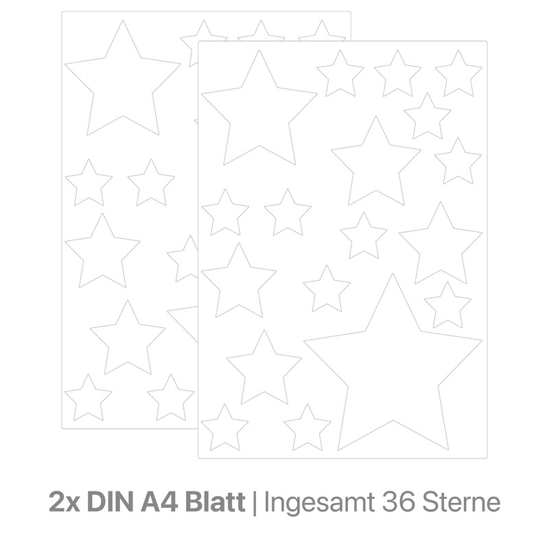 Star Set for Children's Room, 36 Pieces, Star Stickers, Starry