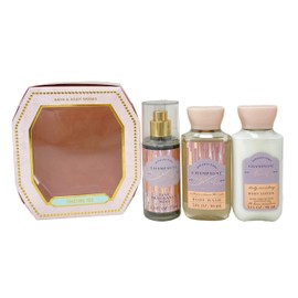 Bath and Body Work Champagne Toast - Toasting You Mini Gift Box Trio Set - Fragrance Mist, Body Wash and Body Lotion - Travel Size