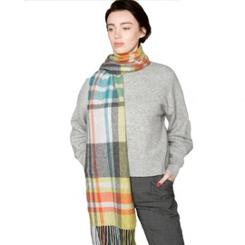 Foxford Traditional Irish Lambswool Scarf, Made In Ireland, 82 inches x 12 inches (Multi Color Stripes)