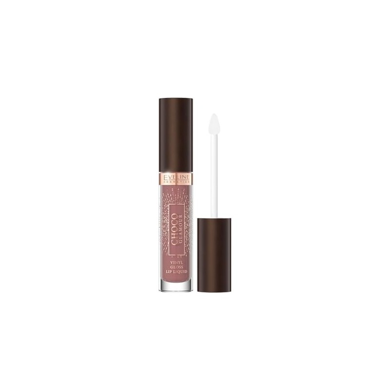 Eveline Lipgloss Choco Glamour, flüssiger Lippenstift mit Glanzfinish für Vinyl-Lippen,