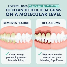 LivFresh Gel de pasta de dientes, clínicamente probado para eliminar la placa un 250% mejor, mejora la salud de las encías un 190% mejor, previene y r