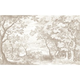 LOOWAP Vintage Beige Forest Woodland Mural Wallpaper for Bedroom Living Room (Not Peel n' Stick)