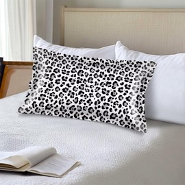 Silk Satin Pillowcase for Hair and Skin,Leopard Print Long Pillow Cover King Size Pillowcases Envelope Closure,Leopard Pillow Covers Cheetah Decorative Bed Cushion Pillows Case for Bedroom,20"x40"