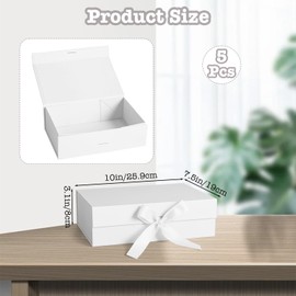 Present Boxes, 5 Pack Gift Boxes Bridesmaid Boxes Magnetic Gift Boxes With Lids, Gift Boxes With Lids Large Gift Box For Wedding,Gift Packing, Birthday, Party, Christmas,10.2 X 7.48 X 3.14 (White)