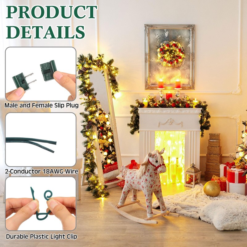 Yoojahow 109 Pcs SPT-2 50ft Christmas Electrical Wire with Female
