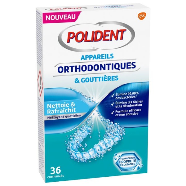 Polident Nettoyant pour Appareils Orthodontiques & Gouttières 36 comprimés