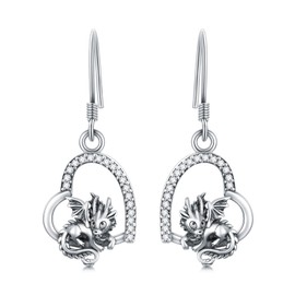 925 Sterling Silver Women's Earrings Sunflower/Tiger/Fox/Wolf/Frog/Dragon/Elephant/Cow/Ballerina/Swords Animal Jewellery Gifts for Women Girls Mother Daughter Birthday Mother's Day, Sterling Silver