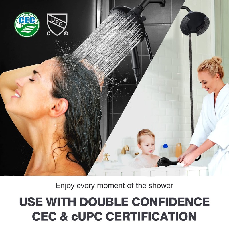 Shower Head with Handheld High Pressure: 2-IN-1 Shower Head with