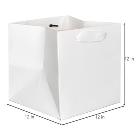 IN-JOOYAA White Square Gift Bags Large Paper Bags Party Favor Bags with Rope Handle 10 Pcs (12 x 12 x 12 in, White)