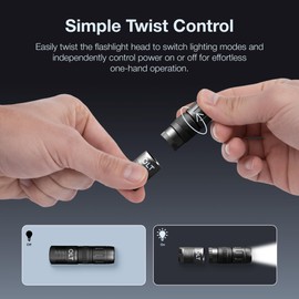 CLT Mini EDC Rechargeable Flashlight Magnetic Keychain, Snap on/off, 105 Lumen, Portable and Compact LED Keychain Flashlights - Durable Built-in Battery Ideal for Everyday Carry - Black