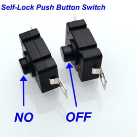 Gebildet 20Pcs Self-Lock Push Button Switch KAN-28 for Flashlight SMD Type ON-Off Mini Switch (Flat Pin with Hole)