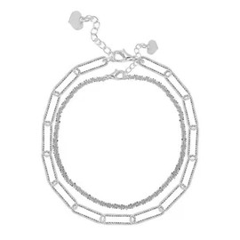 Wendalern Layered Gypsophila Bracelet, Stackable Paperclip Bracelet, Silver Twist, Thin Chain Bracelets, Minimalist Sparkling Chain Bracelet Set, Jewellery for Women and Girls, Metal