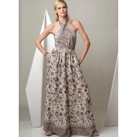 Vogue Patterns Casual Misses' Criss-Cross Halter Romper and Jumpsuit with Length Variations, 6-8-10-12-14, Red