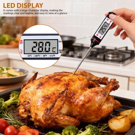 AFIODA Digital Kitchen Thermometer for Cooking, Instant Read, Accurate ℉/℃, Waterproof, Long Probe for BBQ, Grill, Candy, Meat, Turkey, Water