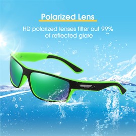 OJIRRU Sports Sunglasses Men's Polarised Sports Glasses for Men Women for Fishing Bicycle Golf Running UV400 Protection, Classic Green