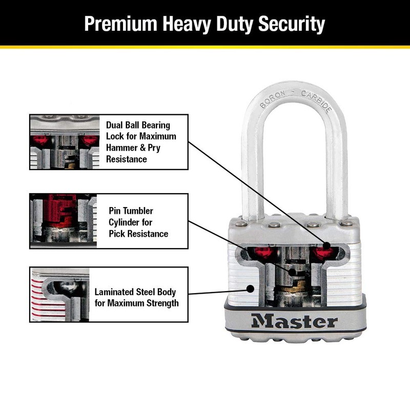 Master Lock Silver Magnum Outdoor Padlock with Key, Keyed Alike