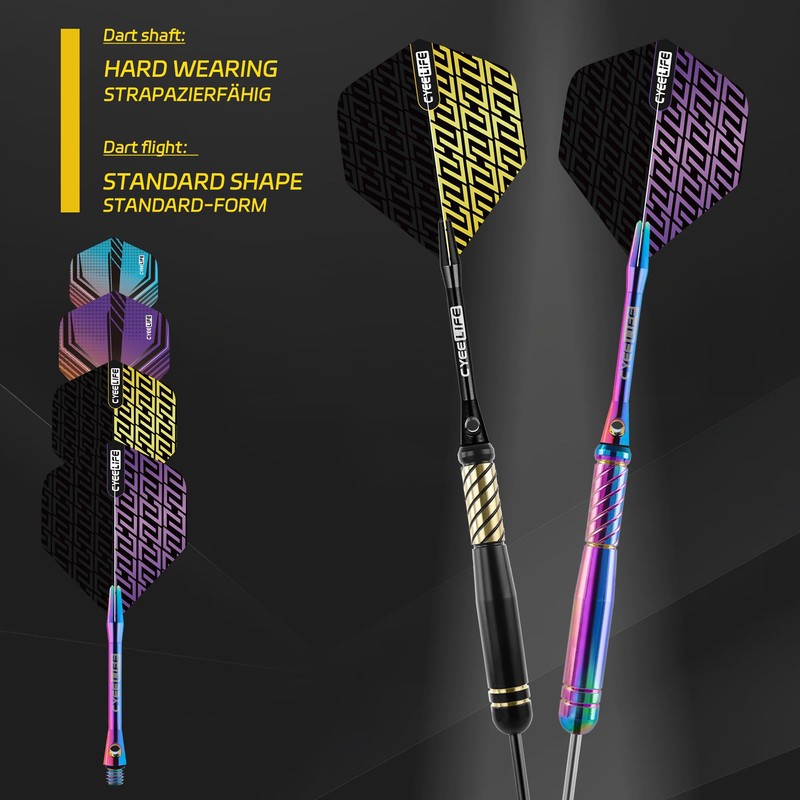CyeeLife Pro Steel Tip Darts Set – 20g Brass Darts