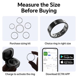 Mingtawn Smart Ring Health Tracker, 24/7 Automatically Tracks Activity Health, Sleep, Body Temperature, etc. Rings for Men and Women, No Subscription Fee, Android & iOS (Black Size 11)