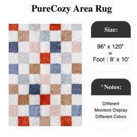 PureCozy Checkered Rug 8x10 for Living Room, Modern Rainbow Shag Rug Washable Non-Slip Large Area Rug Super Soft Indoor Fuzzy Carpet Fluffy Rugs for Bedroom Home Aesthetic Decor