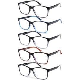 MOZVND 5 Pack Blue Light Blocking Reading Glasses for Men with Spring Hinge 1.75 Fashion Large Wide Computer Readers for Men