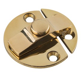 Cast Brass Turn Button Latch for Cabinets, Cupboards, Drop-Leaf Tables, Windows - Diameter: 1 1/2" - Antique Furniture Hardware | UA-127-DLPB