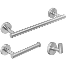 YUET Toilet Roll Holder Towel Hook Towel Holder 3-Piece Set SUS 304 Stainless Steel Rods Wall Wall Mounted Bathroom Towel Rail Bath Towel Holder Bathroom Accessories Bathroom Toilet Kitchen, Silver