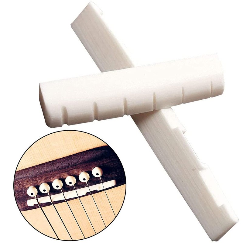 PREMJCROY 4 Pieces Acoustic Guitar Bridge Saddle Nut Replacement White
