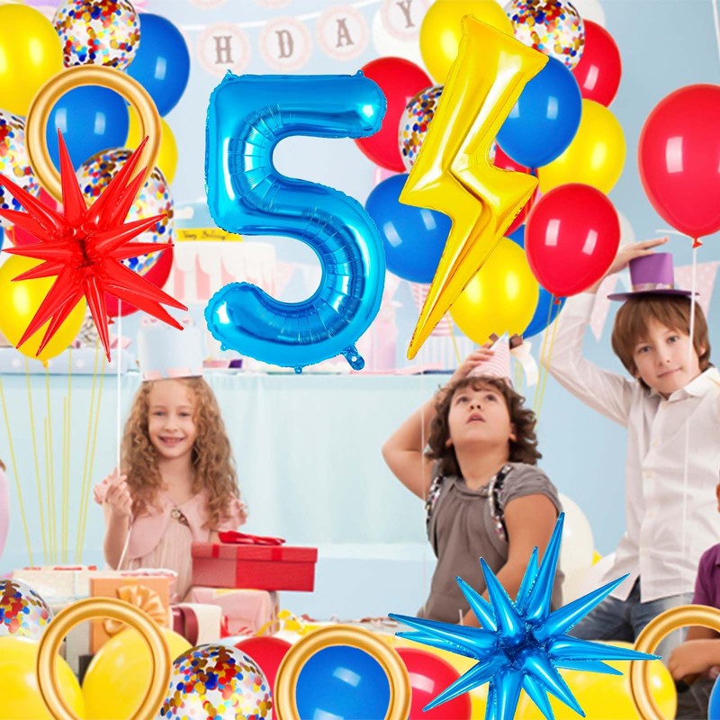 Cartoon Hedgehog Birthday Decorations, 5th Birthday Decorations for Boys, Red