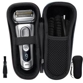 SyuCeia Travel Shaver Organizer - EVA Hard Protective Holder for Braun Series 3/5/6/7/8/9 Electric Shavers, Compact & Durable Design for Men’s Grooming Essentials, Fits All Accessories (Black)