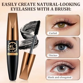4D Silk Fiber Lash Mascara, Lengthening and Thick, 2025 New Black Fibre Mascaras, Waterproof Long-Lasting No Flaking, Long Lasting, Fuller Lashes Ampl