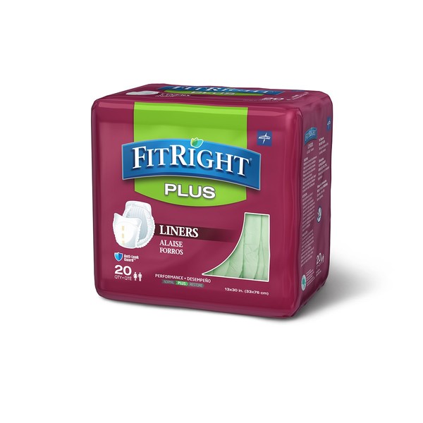 FitRight Plus Liners, Heavy Absorbency, 13 x 30, 4 packs of 20 (80 total)