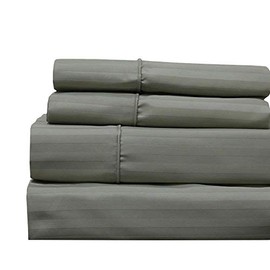 Royal Hotel Bedding 620-Thread-Count Pillowcases Set, Wrinkle-Free Cotton-Blend Pillow Cases, Sateen Striped, Standard Size, Sage