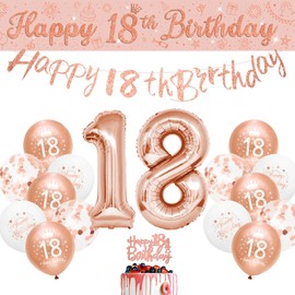 18th Birthday Decorations Kit Rose Gold Happy 18th Birthday Decorations Girls Happy 18th Birthday Banner Bunting Kit Age 18 by Sheinly