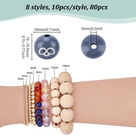 PH PandaHall 80PCS Animal Printed Wood Beads, 8 Styles 19mm Wooden Farmhouse Animals Beads with Dog Pig Fox Bear Frog Pattern Round Wood Beads for DIY Jewellery Making Christmas Decorations 5mm Hole
