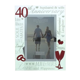 ukgiftstoreonline 40th Ruby Wedding Anniversary Photo Frame New Boxed