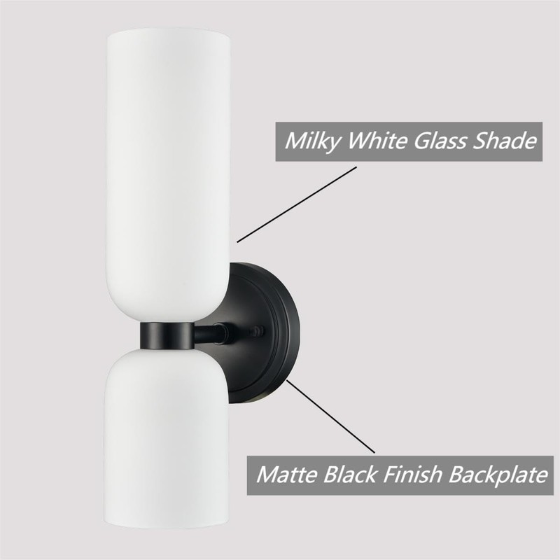 DEYNITE Black Wall Sconces Set of Two 2-Light Modern Wall