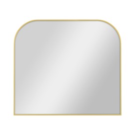 MCS Master & Co. Modern Metal Large Wall Mirror, Minimalist Home Decor Mantle Arch Mirror for Living Room, Bedroom, or Bathroom, 36 by 32 Inch, Brass
