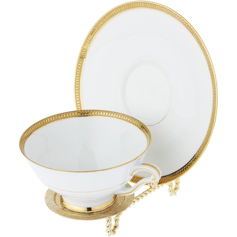 Bard's Ornate Twisted Shiny Gold-toned Cup and Saucer Stand, 3"