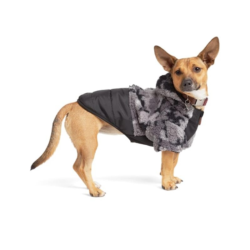 Reddy Black Sherpa Hooded Dog Jacket, X-Large