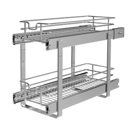 JOWBOOW 2-Tier Individual Cabinet Pull Out Shelves (9" W x 22" D), Slide Out Kitchen Panty Narrow Cabinet Storage Sliding Shelves