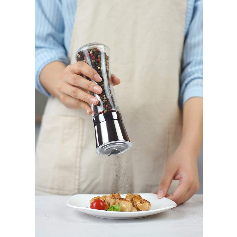 VEVOK CHEF Salt and Pepper Grinder Set Stainless Steel Black