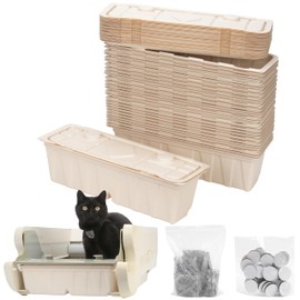 Luvcosy 30PCs Disposable Waste Receptacles with Charcoal Bags Compatible with Littermaid 1St/2nd Edition Automatic Cat Litter Box, Disposable Cat Litter Box Odorless & Disposal (Machine NOT Included)