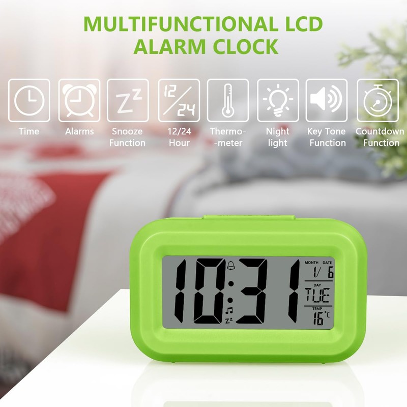 Vicloon Digital Alarm Clock Bedside, LED Display Clocks with Adjustable