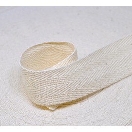 Anrox Supply Co. 1" Cotton Herringbone Twill Tape 50 Yards Natural, Black, White (NATURAL)