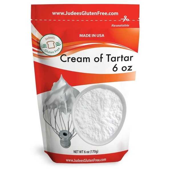 Judee's Cream of Tartar (6 oz), Made in USA, Keto Friendly, Highest Purity, Use for Baking, Cleaning, Crafts, All-Natural, Dedicated Gluten & Nut Free Facility