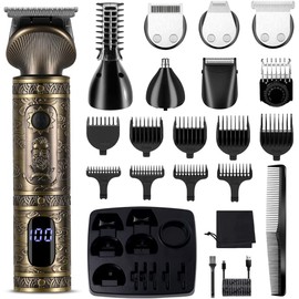 Surker Cortapelos Para Hombres, Cortapelos Profesional Con Cuchilla En T Y Sin Ranuras, Cortapelos De Nariz, Barba Y Cuerpo, Kit De Cuidado Multiusos 7 En 1 Para Hombres