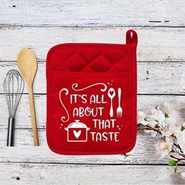 It's All About The Taste - Pot Holder - Oven Mitt - Hot Pad - Polyester & Neoprene - Christmas - Teacher Gift - Mother's Day - 002