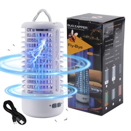 2025 Upgraded Rechargeable Bug Zapper Indoor Outdoor, 3000V Electric Mosquito Zapper 3 in 1 Portable & Wireless with 4000mAh Battery & UV Light, IPX4 Waterproof, for Patio, Backyard, Home(White)