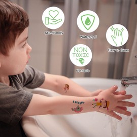 SanKristo 15 Blätter Leuchtende Temporäre Tattoos für Kinder Wasserdicht Meerjungfrauen Fee Prinzessinnen Tattoo Aufkleber Set Mädchen Jungen Glow In The Dark Geburtstag Geschenk für Kinder Party