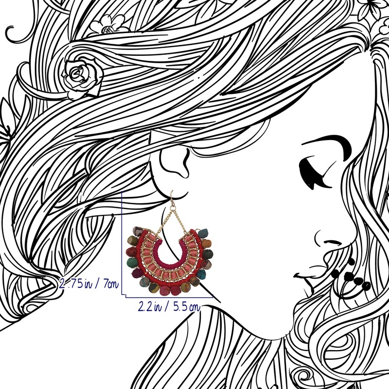 Pendientes hechos a mano para mujer, coloridos abalorios de tela